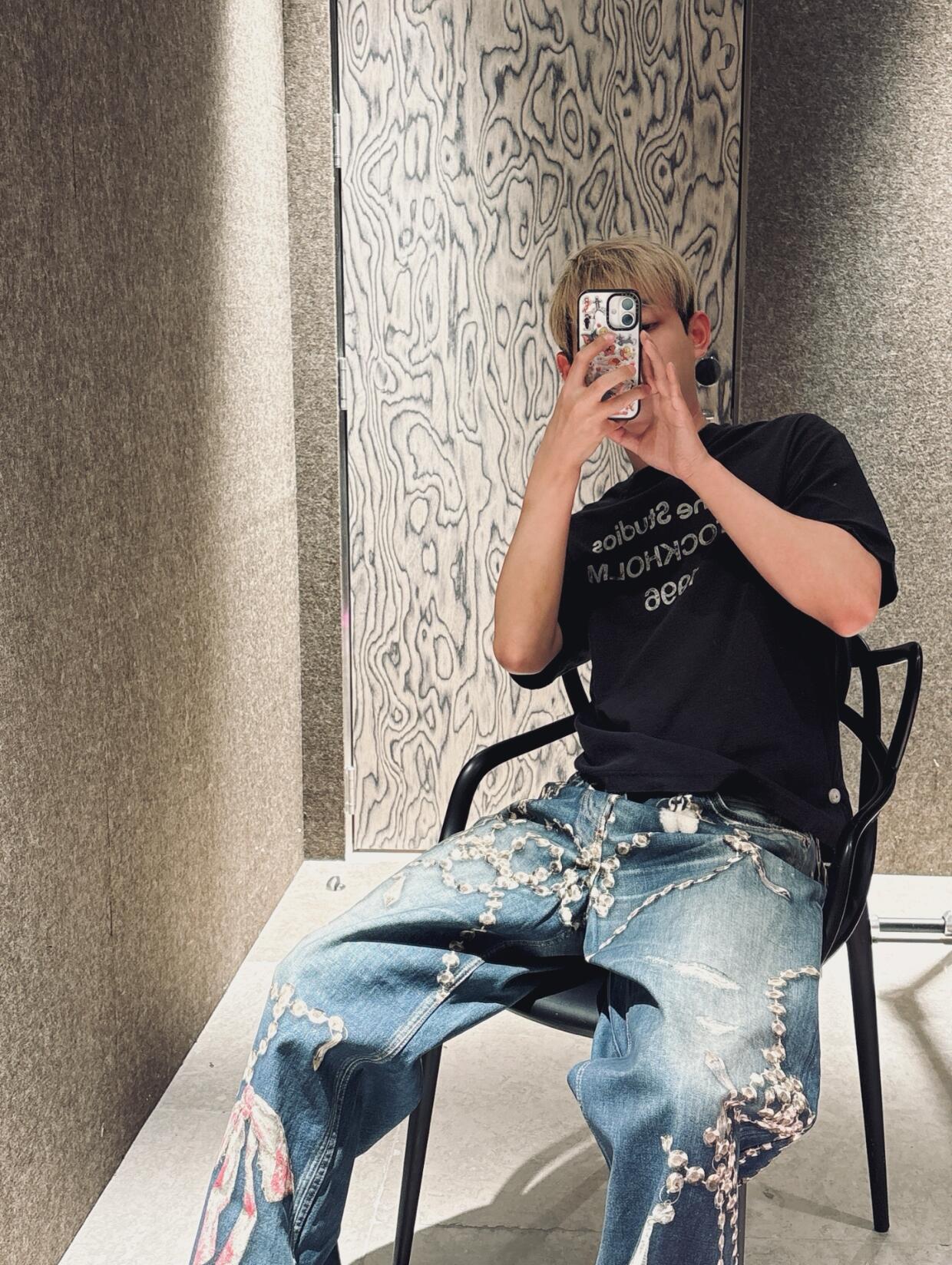 2026 New GS Optical Illusion Print Distressed Denim Trousers (BB851-C05)