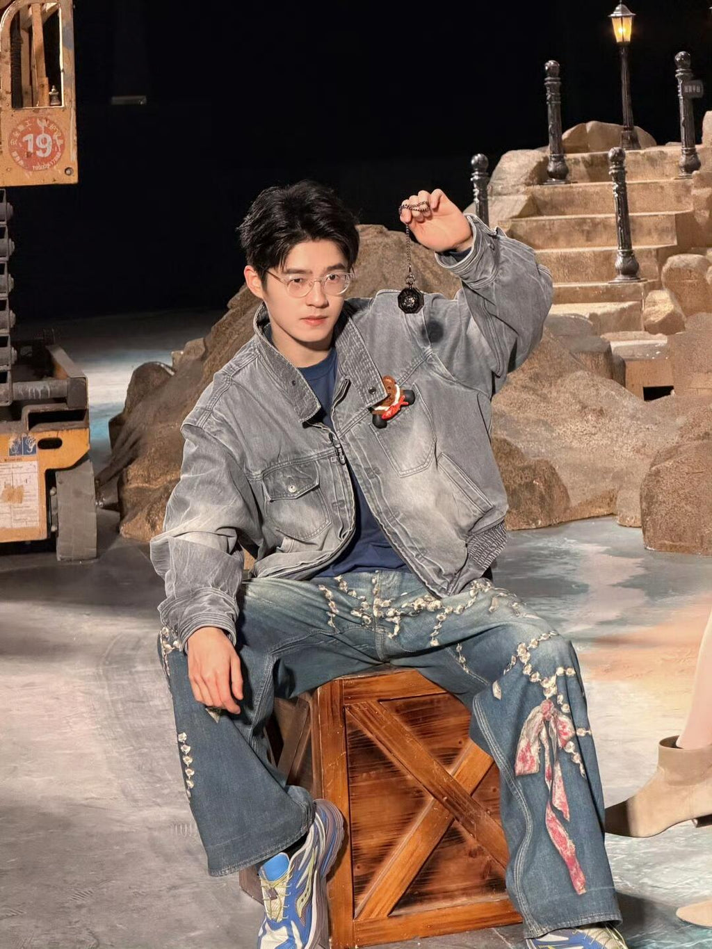 2026 New GS Optical Illusion Print Distressed Denim Trousers (BB851-C05)