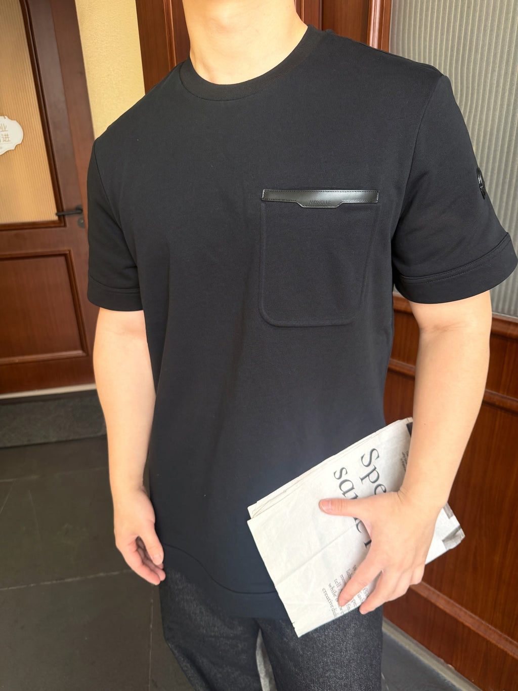 2026 New GS Leather-Trimmed Pocket Short-Sleeved Top (AA573-A20)