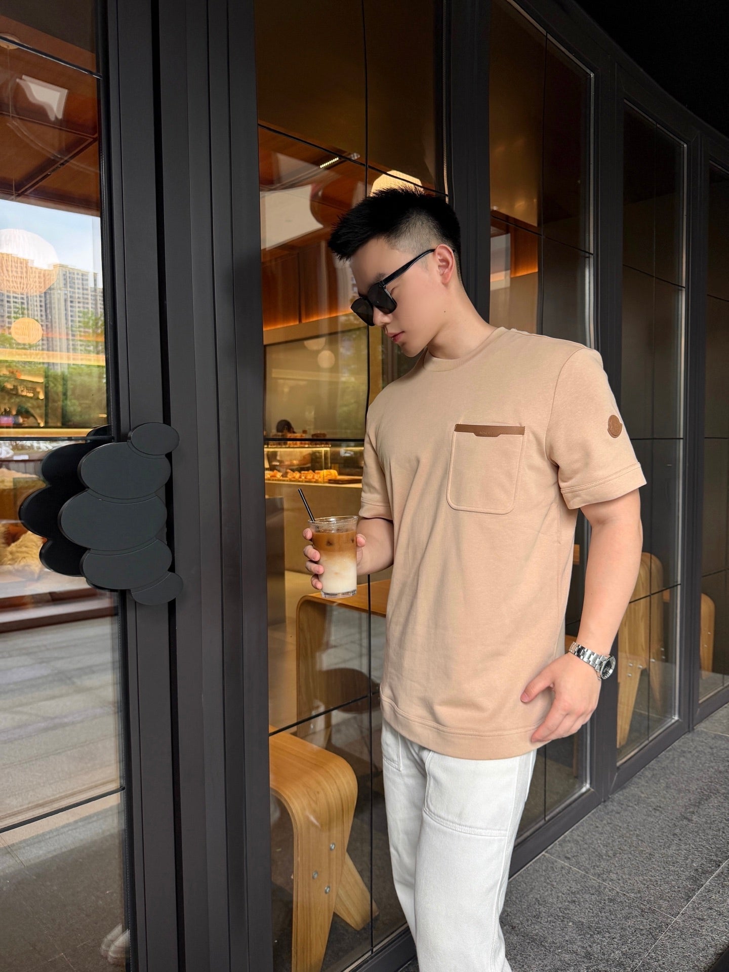 2026 New GS Leather-Trimmed Pocket Short-Sleeved Top (AA573-A20)