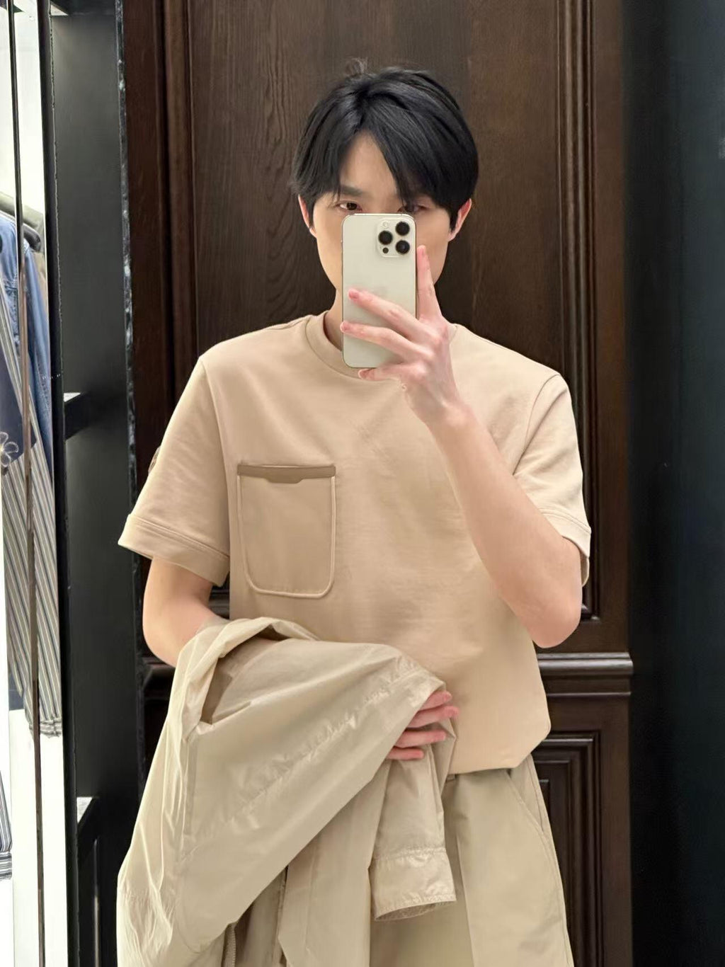 2026 New GS Leather-Trimmed Pocket Short-Sleeved Top (AA573-A20)