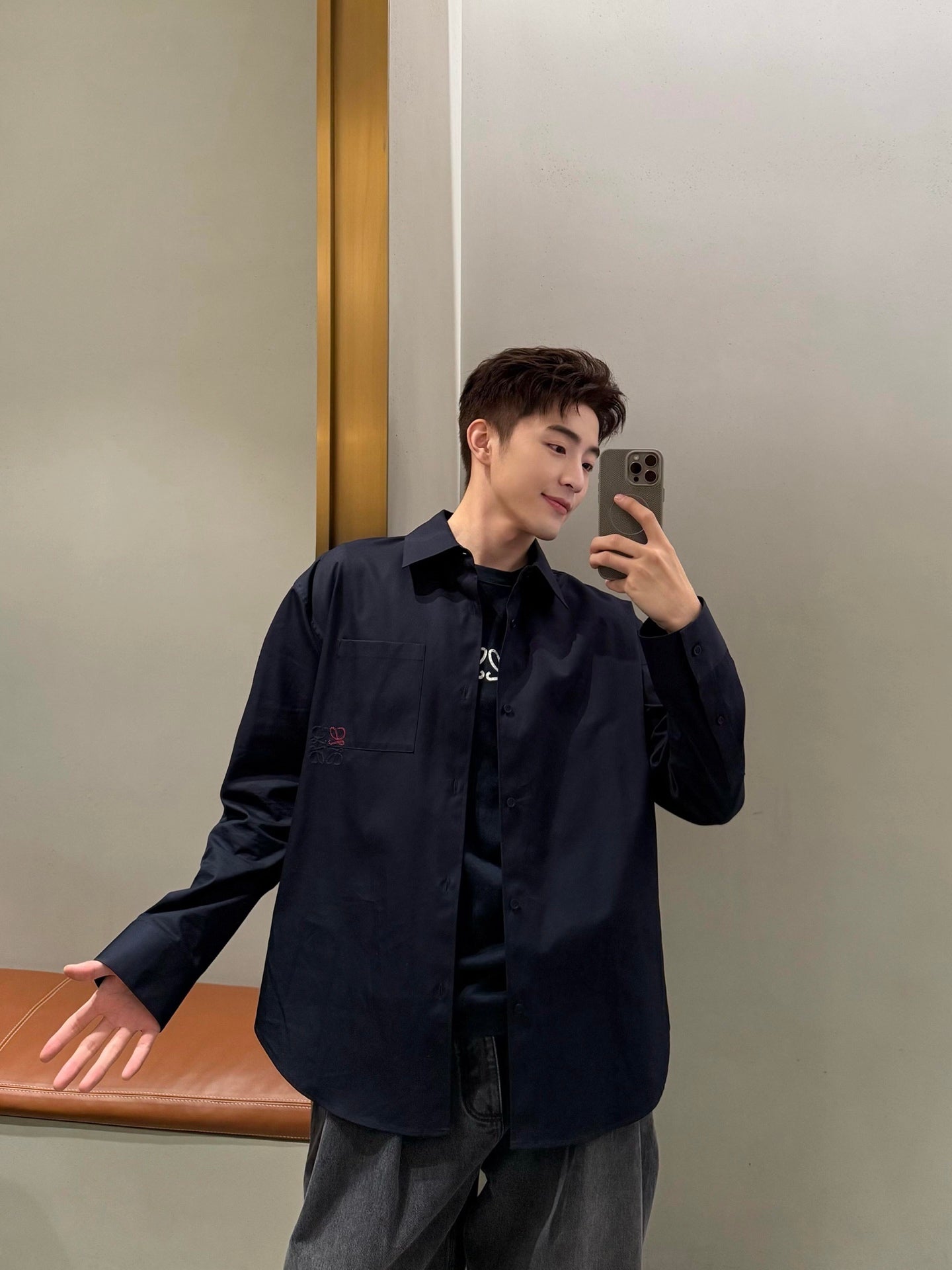 2026 New GS Two-Tone Embroidered Patch Pocket Shirt (CC944-B30)