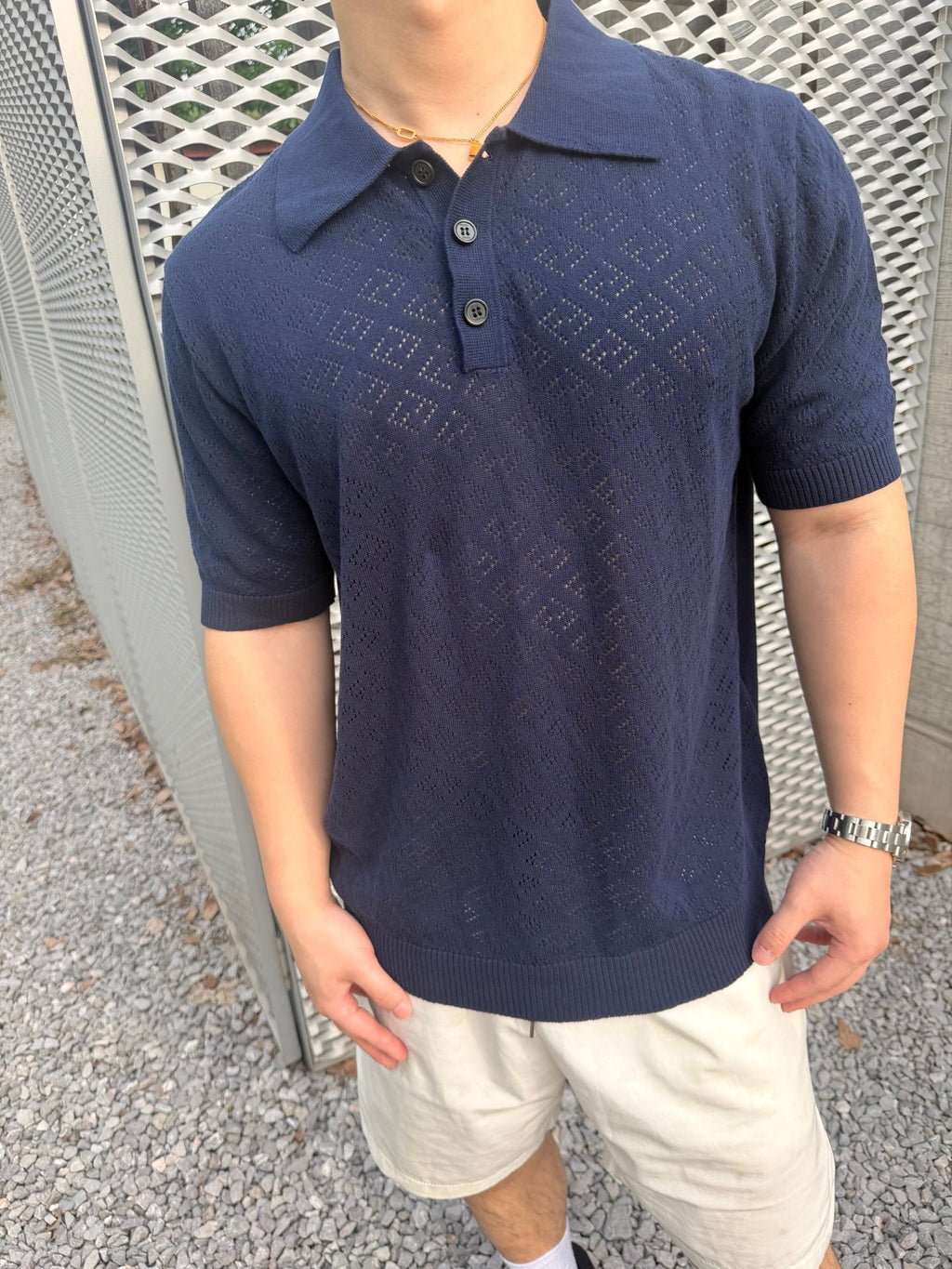 2026 New Arrival GS Jacquard Polo Neck Knit Jumper (AA622-A75)