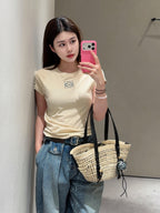 2026 Women’s GS Mosaic Embroidered Short-Sleeved Top (DD128)