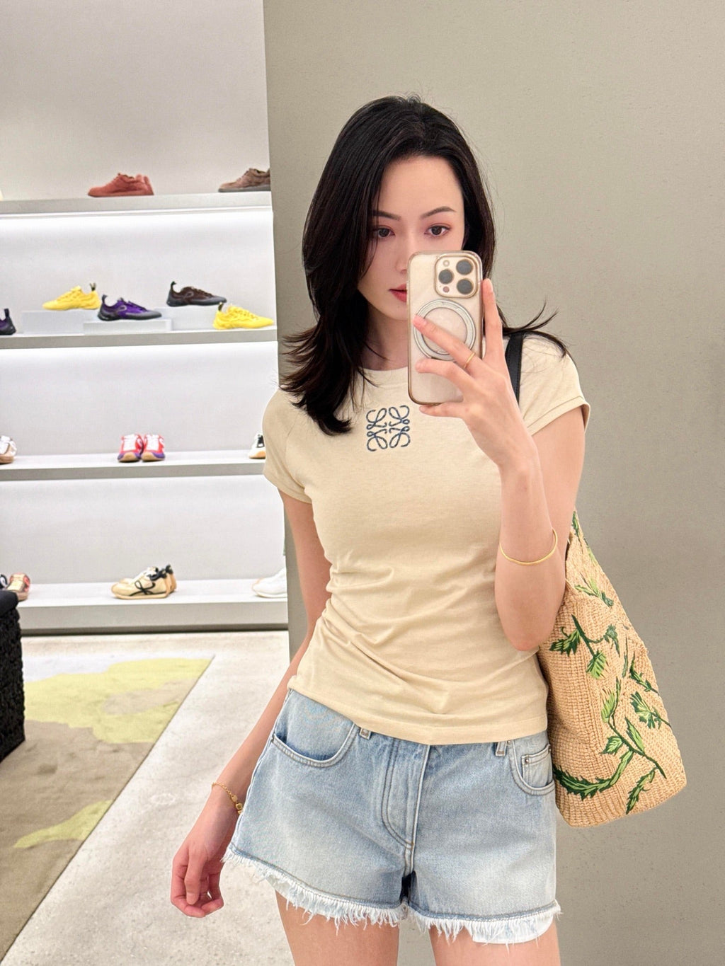 2026 Women’s GS Mosaic Embroidered Short-Sleeved Top (DD128)