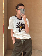 2026 Women's GS Daisy Embroidered Short-Sleeved Top (DD120)
