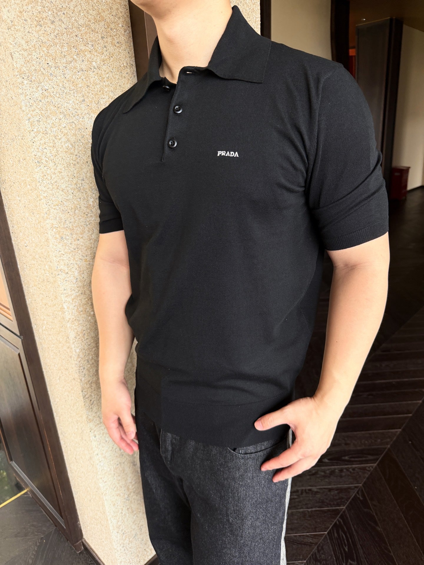 2026 New GS Embroidered Logo Polo Neck Knit Top (CC979-A60)