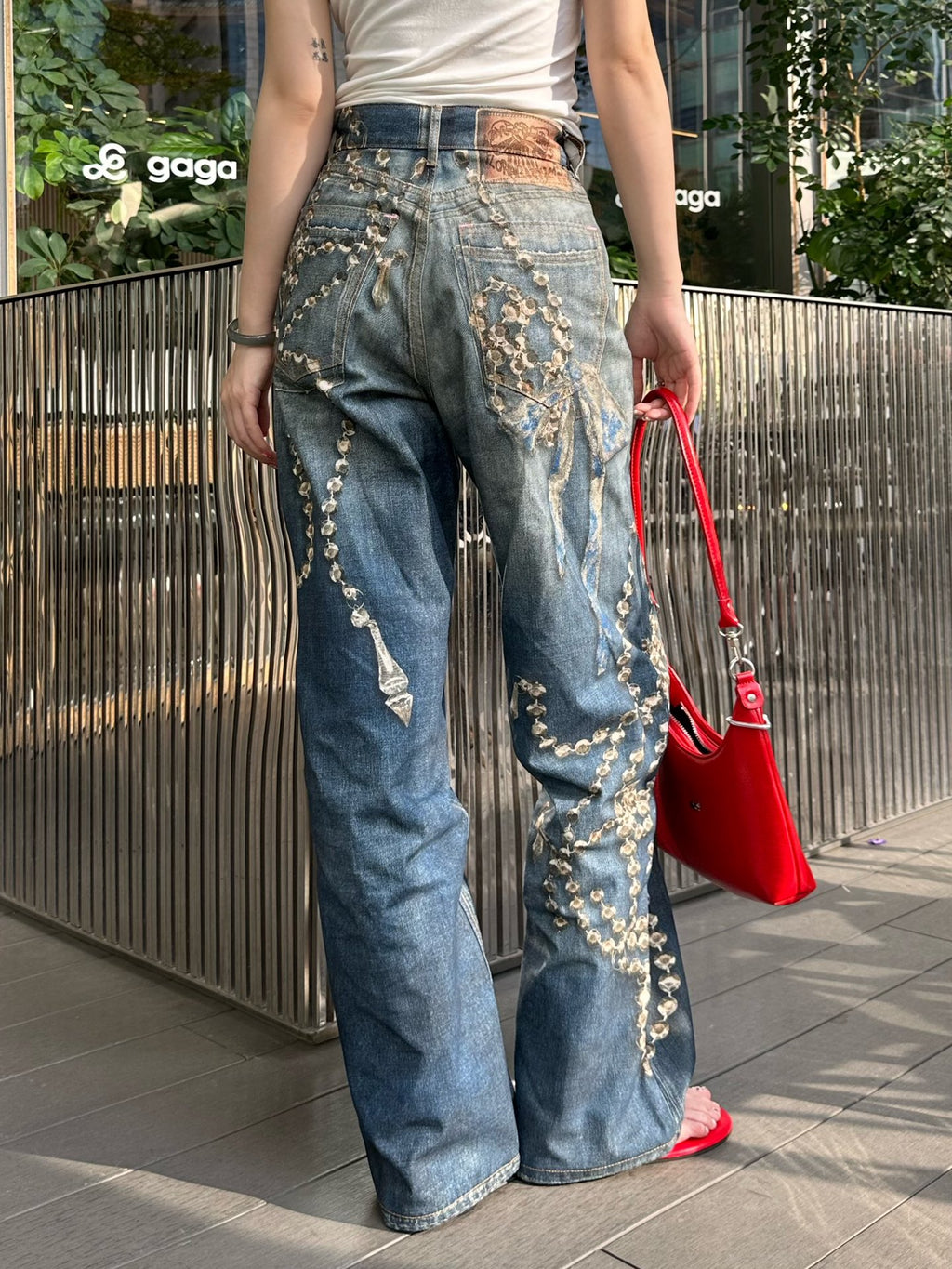 2026 Women's GS Optical Illusion Striped Dyed Jeans (EE416)