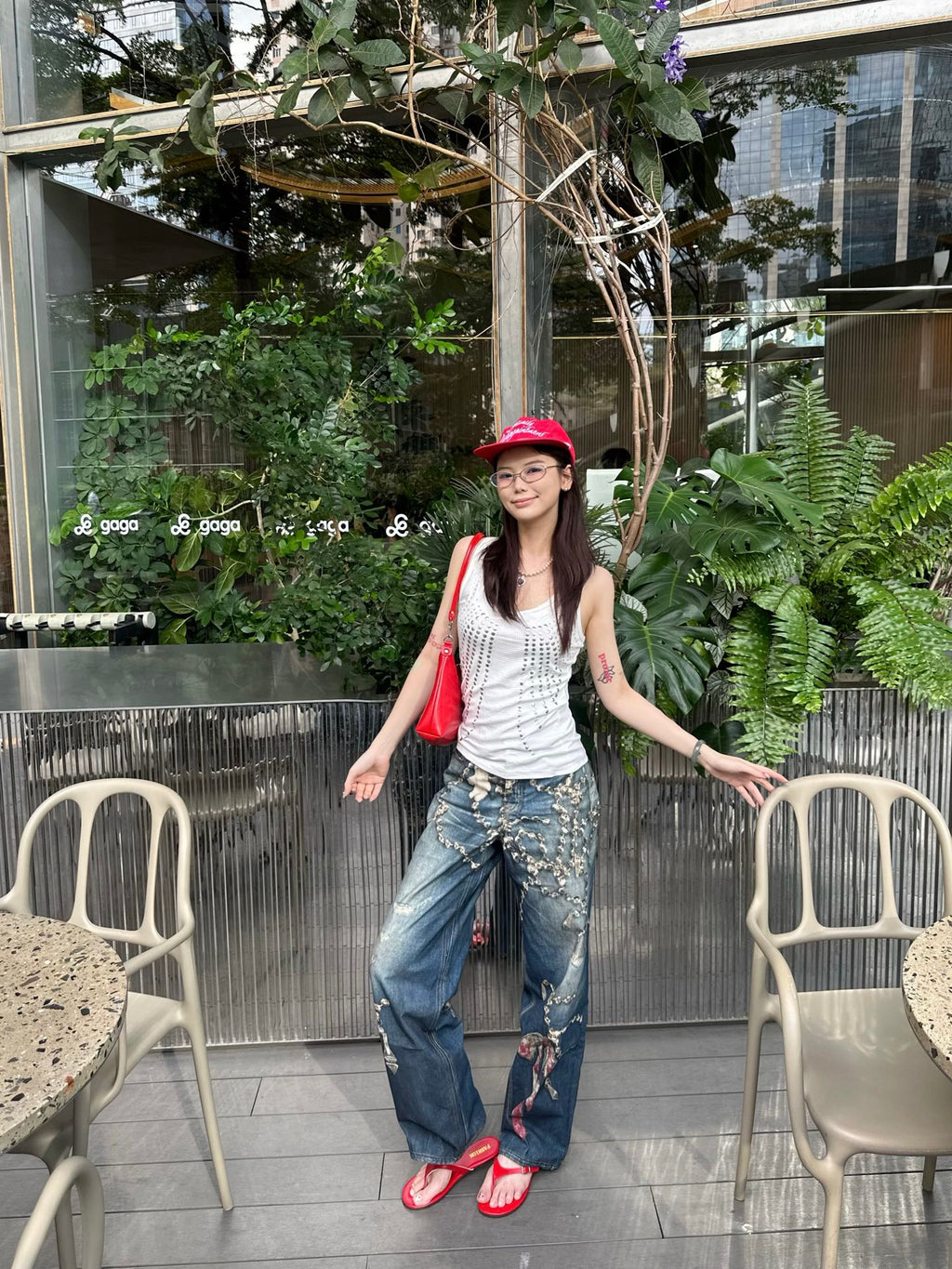 2026 Women's GS Optical Illusion Striped Dyed Jeans (EE416)