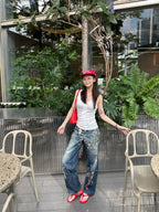 2026 Women's GS Optical Illusion Striped Dyed Jeans (EE416)