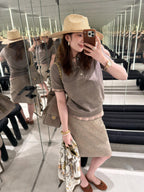 2026 Women’s GS Two-piece-style Patchwork Polo Neck Knit Top (DD103)