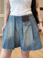 2026 Women’s GS Leather Denim Mini Skirt (EE417)