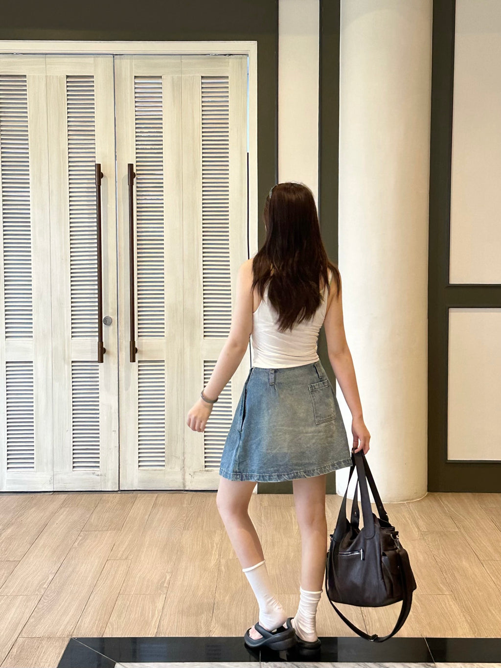 2026 Women’s GS Leather Denim Mini Skirt (EE417)