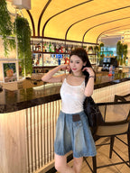 2026 Women’s GS Leather Denim Mini Skirt (EE417)