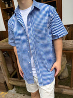 2026 New GS Embroidered Check Short-Sleeved Shirt (AA628-A70)