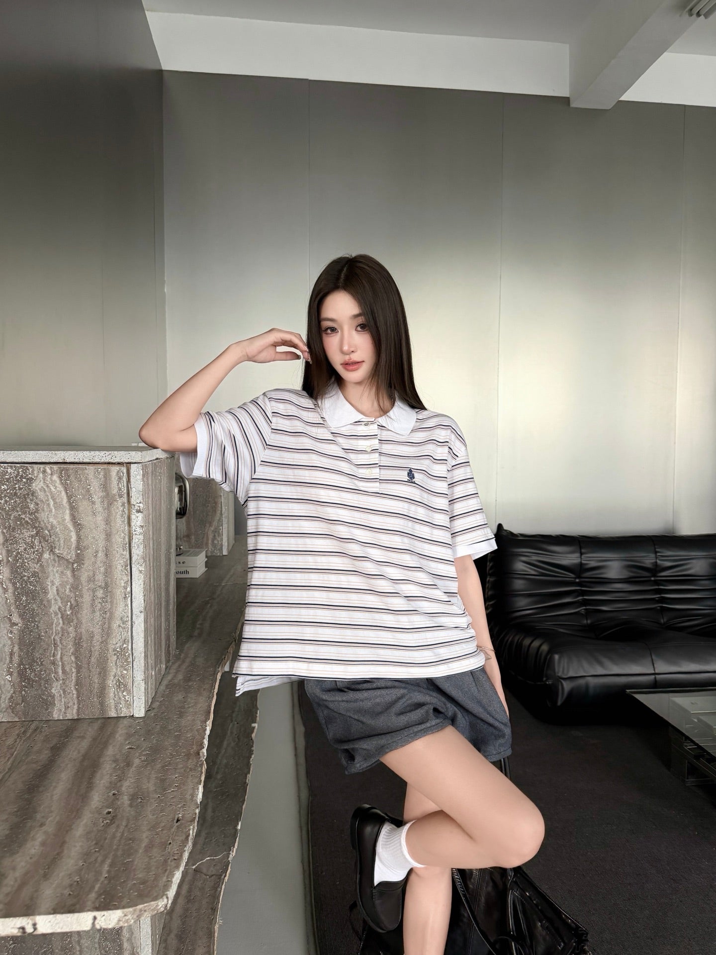 2026 Women's GS Striped Embroidered Polo Shirt (FF752)