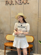 2026 Women's GS Embroidered Short-Sleeved Sweater (DD132)