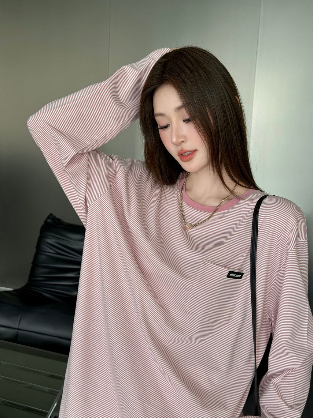 2026 Women's GS Logo Striped Long-Sleeved Shirt (FF758)
