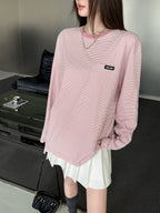 2026 Women's GS Logo Striped Long-Sleeved Shirt (FF758)