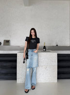 2026 Women's GS Fake Two-Piece Denim Skirt Pants (FF751)
