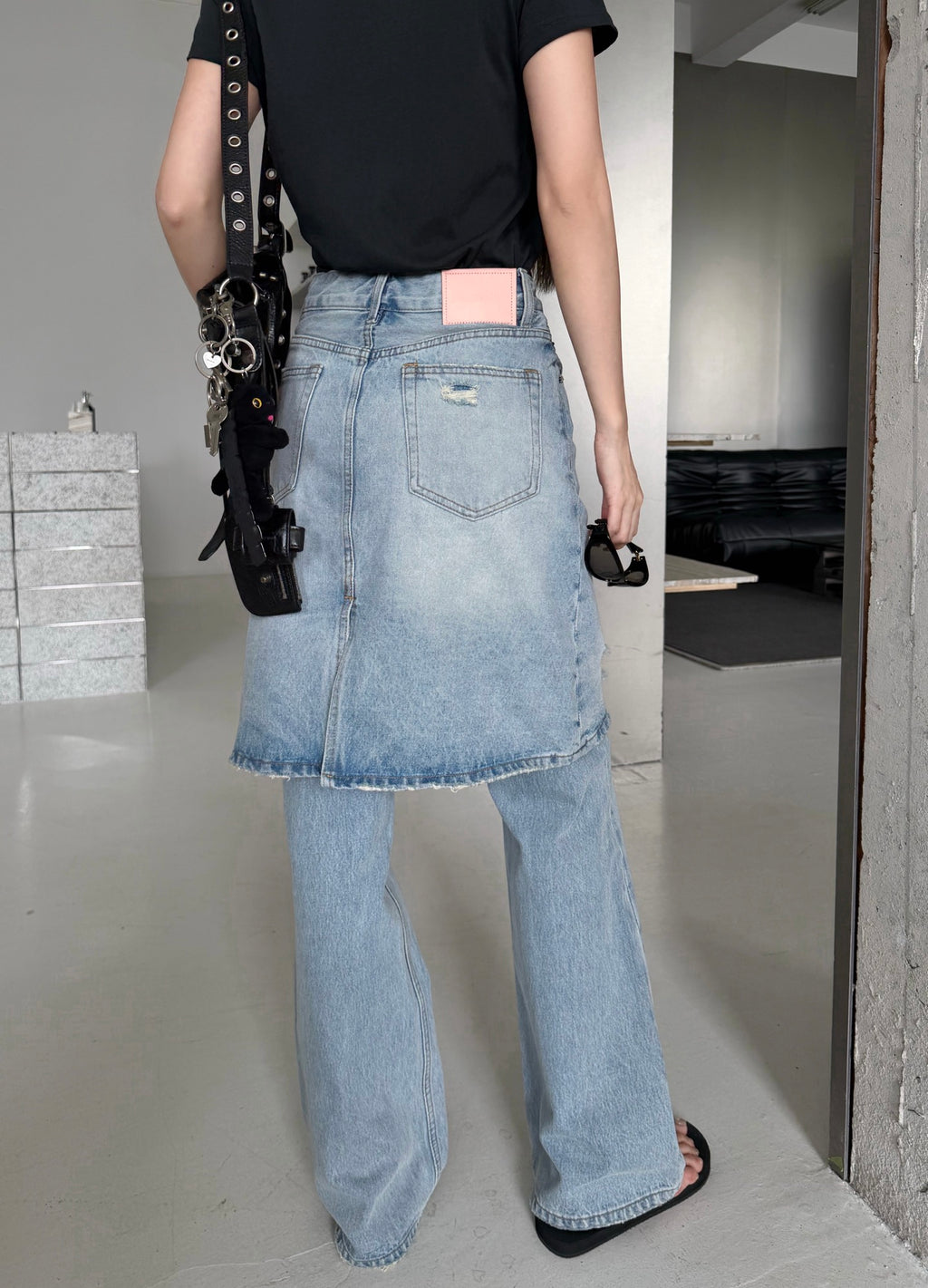 2026 Women's GS Fake Two-Piece Denim Skirt Pants (FF751)