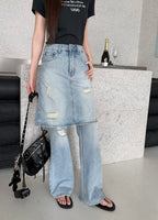 2026 Women's GS Fake Two-Piece Denim Skirt Pants (FF751)