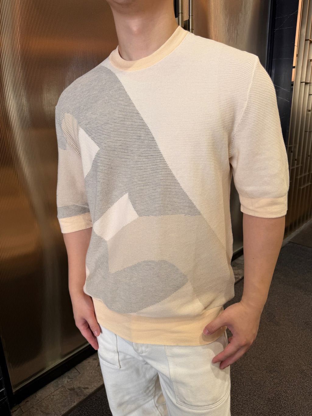 2026 New Model GS Logo Plaid Short-Sleeved Sweater (AA594-A85)