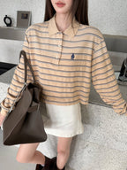 2026 Women's GS Logo Striped Long-Sleeve Polo Shirt (FF753)