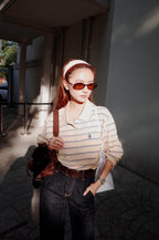 2026 Women's GS Logo Striped Long-Sleeve Polo Shirt (FF753)