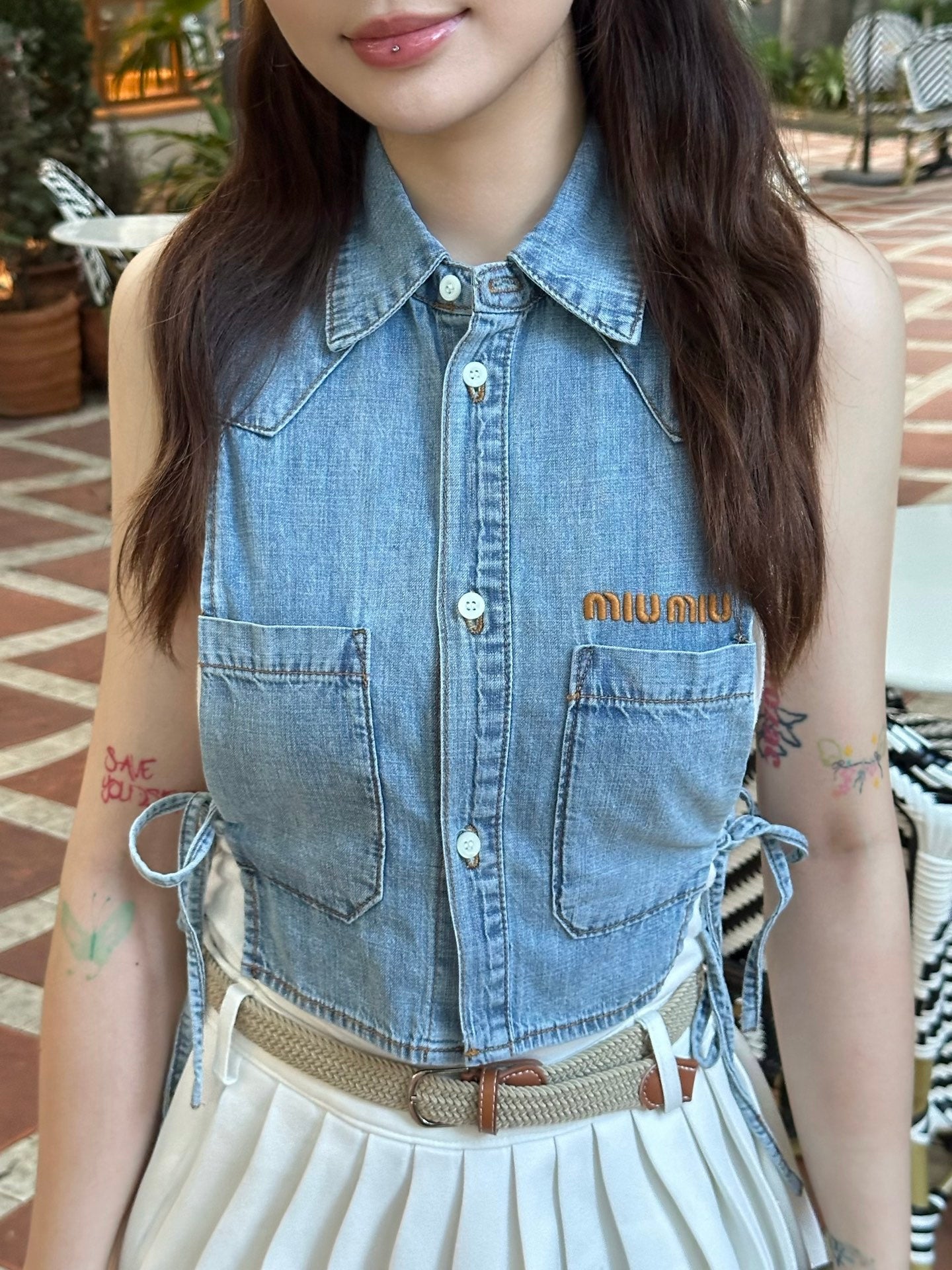 2026 Women's GS Logo Belted Denim Jacket (EE434)