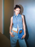 2026 Women's GS Logo Belted Denim Jacket (EE434)