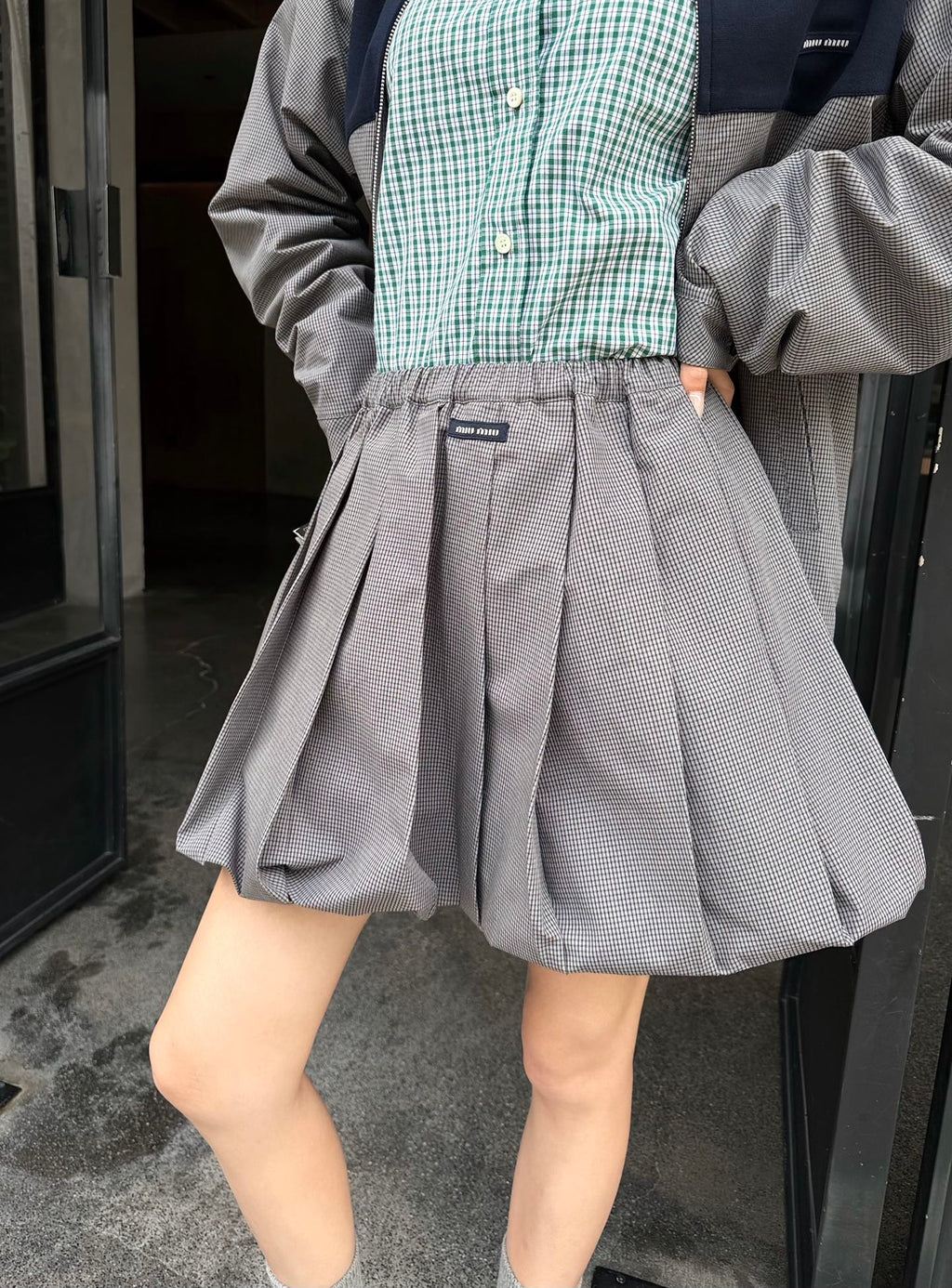 2026 Women's GS Logo Checkered Short Dress (FF767)