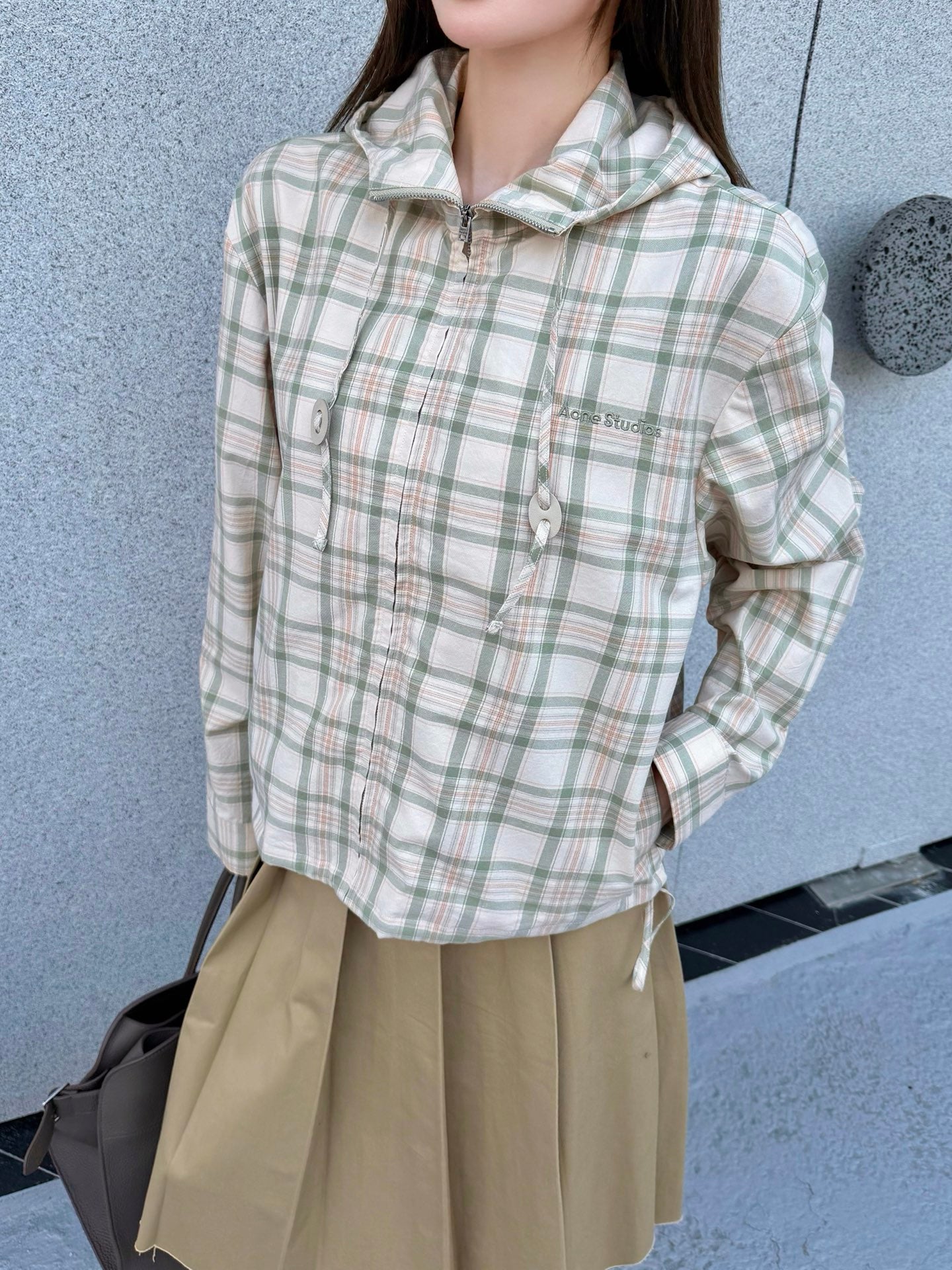 2026 Women's GS Embroidered Checkered Hooded Jacket (FF762)