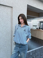 2026 Women's GS Embroidered Checkered Hooded Jacket (FF762)