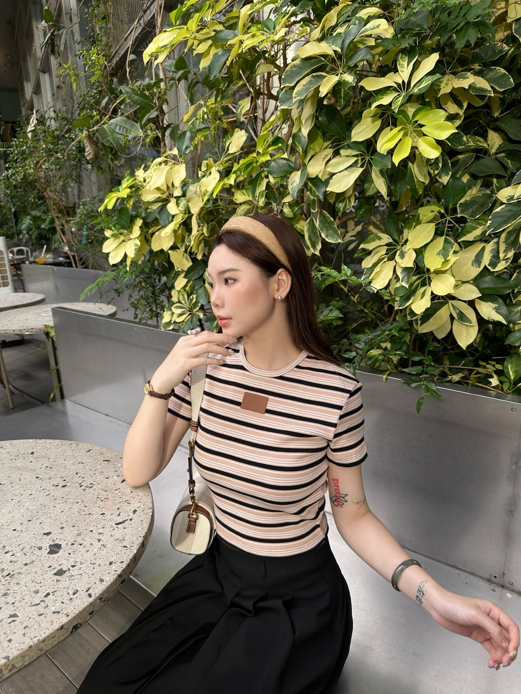 2026 Women's GS Leather Striped Short Sleeve (EE423)