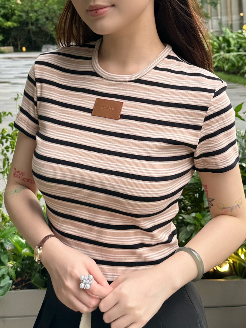 2026 Women's GS Leather Striped Short Sleeve (EE423)