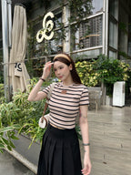 2026 Women's GS Leather Striped Short Sleeve (EE423)