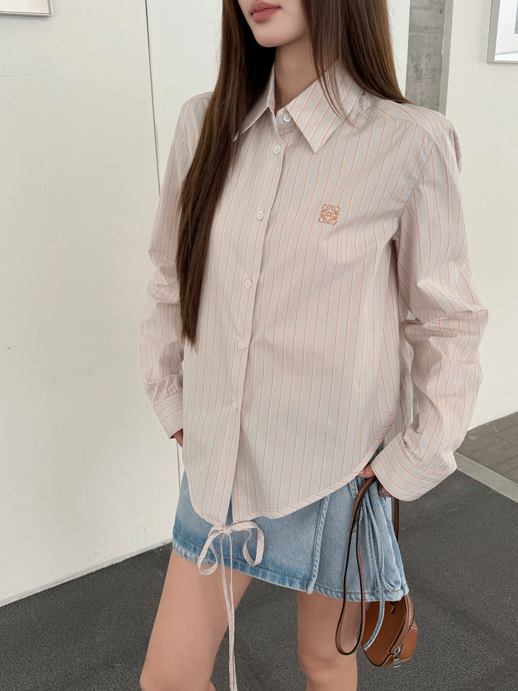2026 Women's GS Embroidered Striped Laced Shirt (FF776)