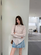 2026 Women's GS Embroidered Striped Laced Shirt (FF776)
