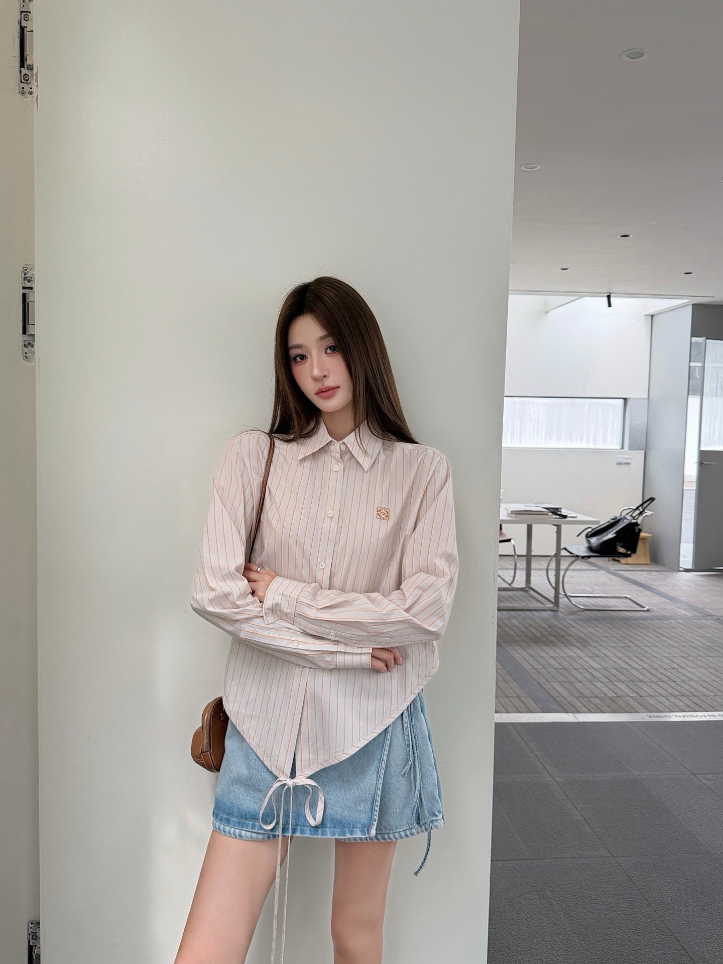 2026 Women's GS Embroidered Striped Laced Shirt (FF776)