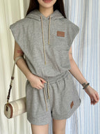 2026 Women's GS Leather Sleeveless Hooded Sweatshirt (EE431)