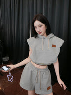 2026 Women's GS Leather Sleeveless Hooded Sweatshirt (EE431)