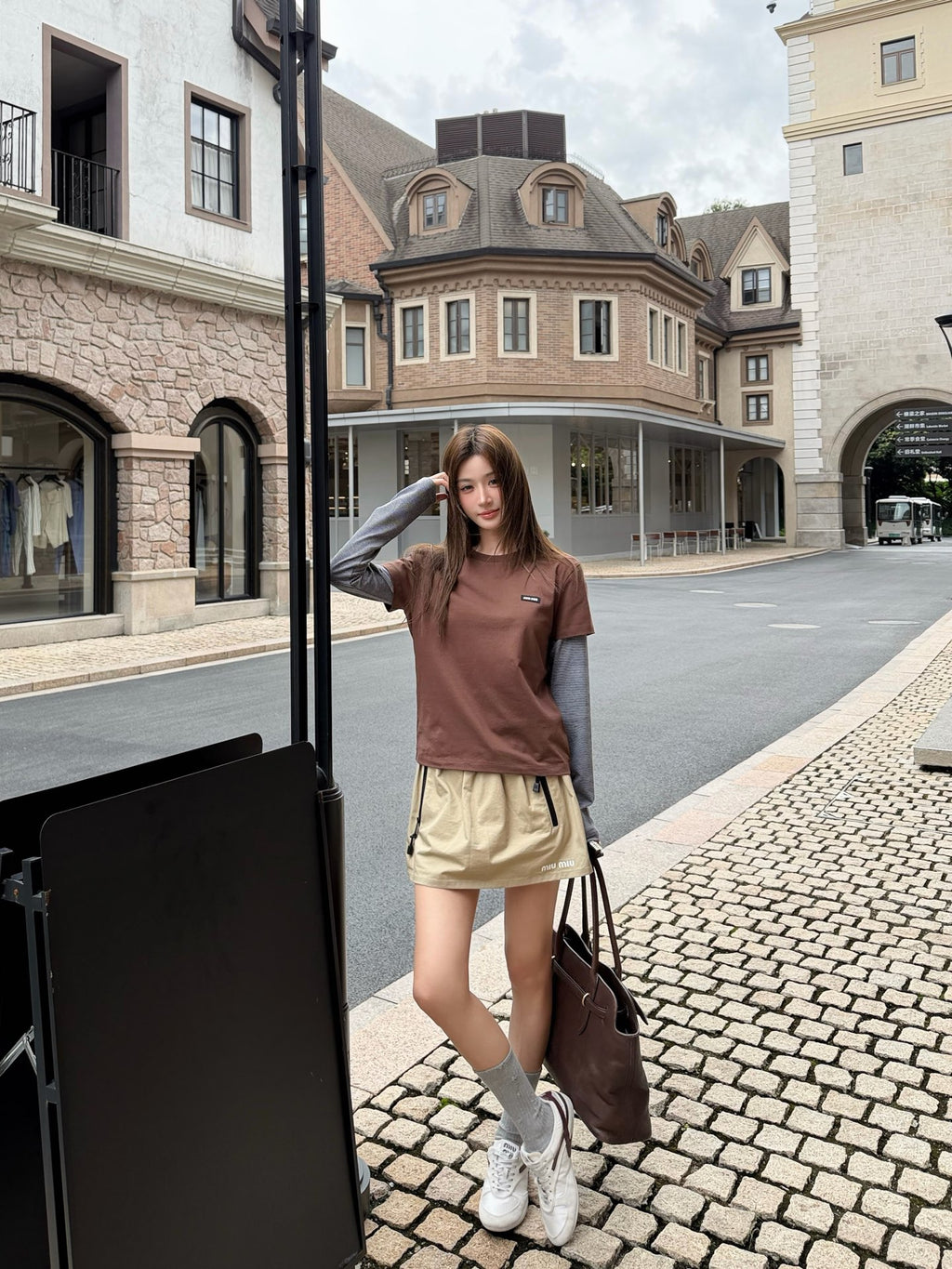 2026 Women's GS Logo Striped Fake Two-Piece Long-Sleeved (FF798)