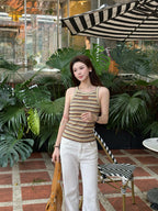 2026 Women's GS Leather Striped Tank Top (EE443)