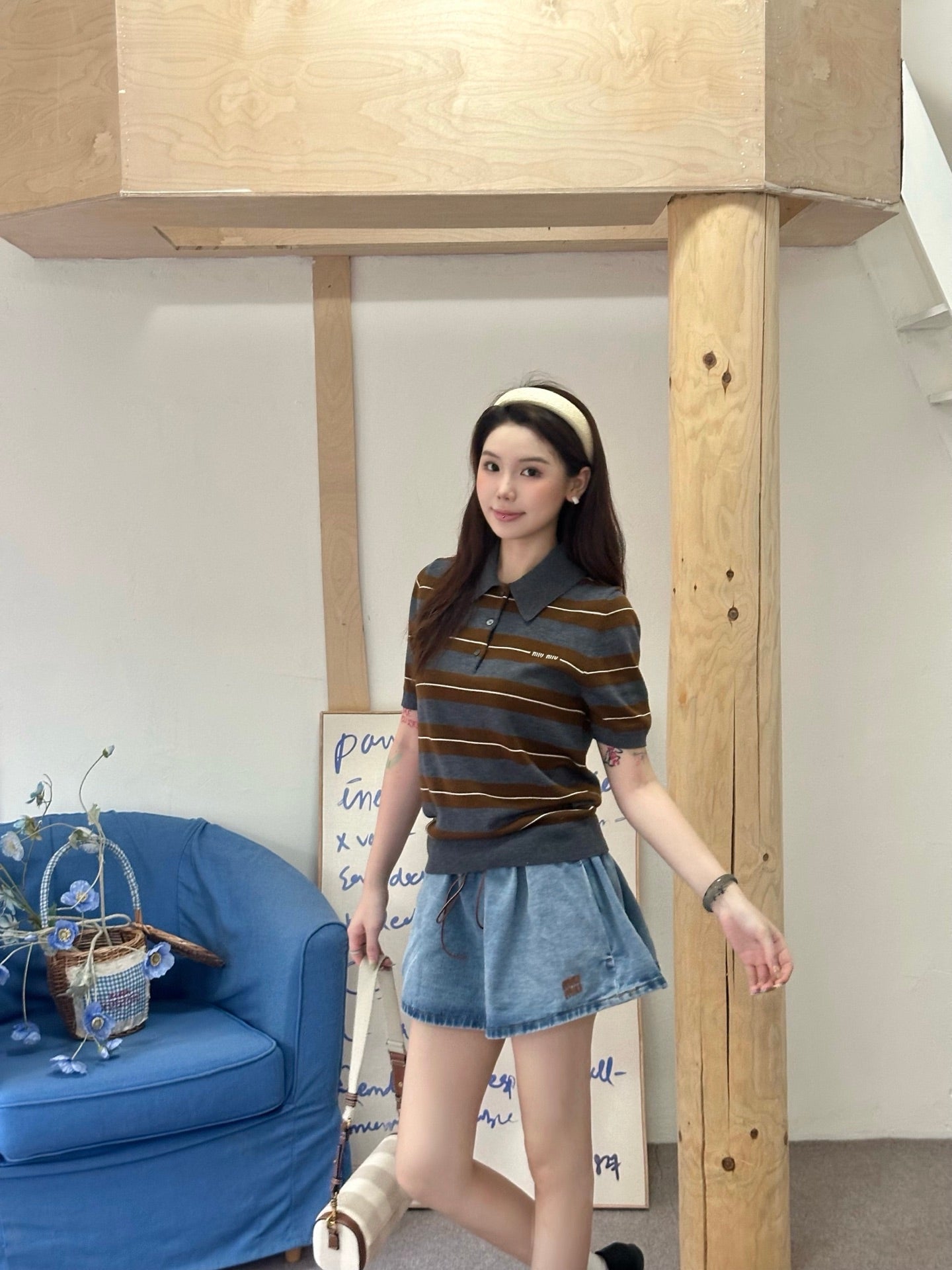 2026 Women's GS Logo Denim Short Skirt (EE432)