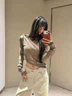 2026 Women's GS Fake Two-Piece Logo Print Long-Sleeved (EE428)
