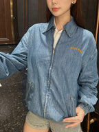 2026 Women's GS Embroidered Logo Denim Jacket (EE433)