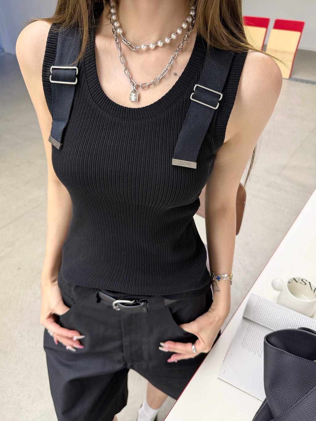 2026 Women's GS Metal Shoulder Strap Tank Top (FF783)