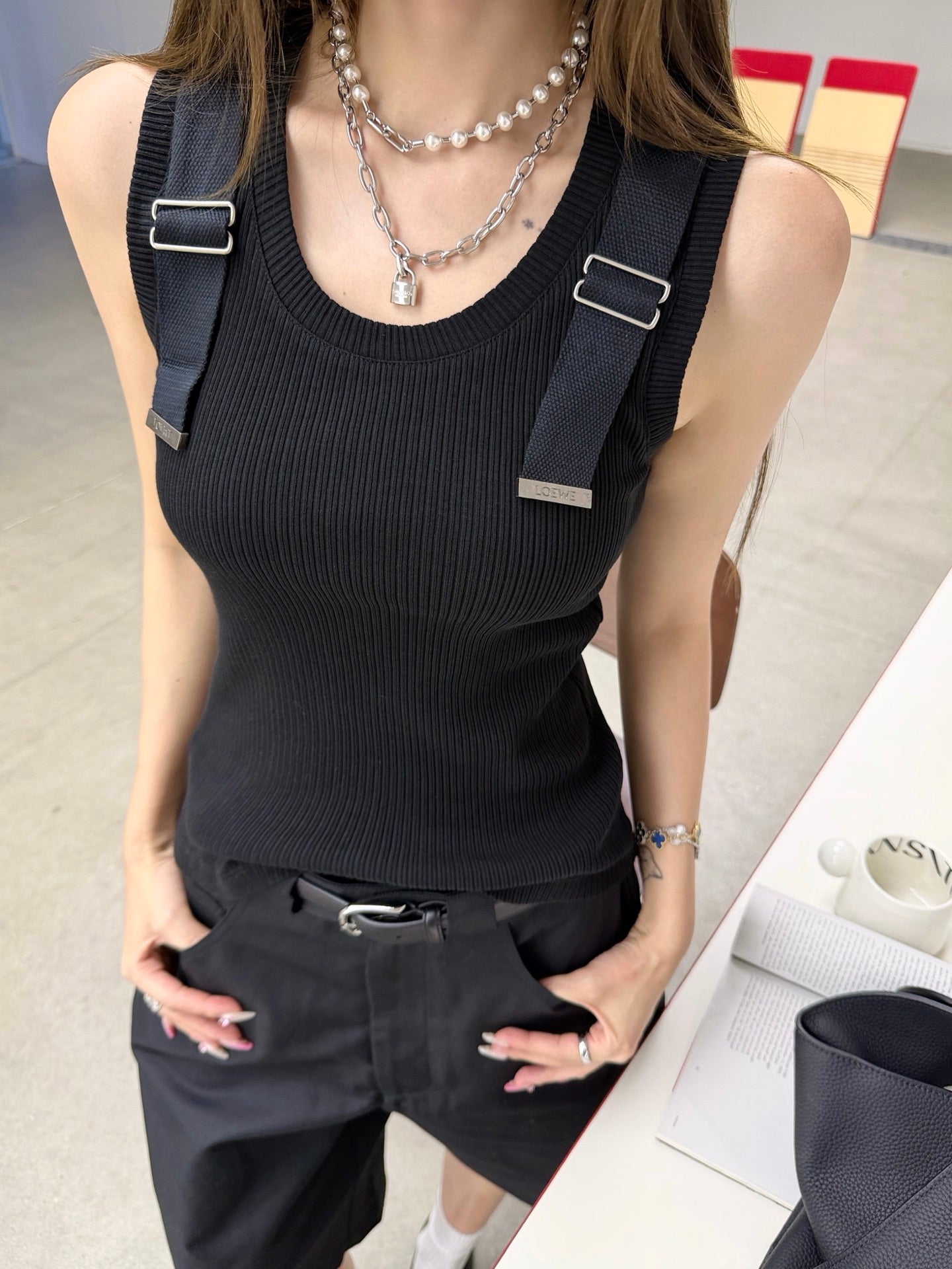 2026 Women's GS Metal Shoulder Strap Tank Top (FF783)