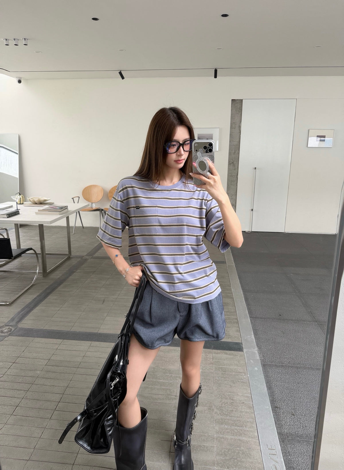 2026 Women's GS Logo Striped Short Sleeve (FF791)